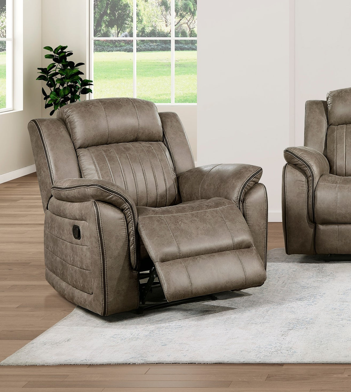 Classic Sandy Brown 1Pc Reclining Chair Plush Comfort Pillow Top Arms Vertical Tufting Solid Wood Luxury Living Room Furniture Brown Sand Primary Living Space Classic,Luxury,Modern Wood