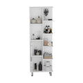 Crovie Linen 63 Inch High Bathroom Cabinet Linen Storage Cabinet With Seven Open Shelves Freestanding 1 2 Spaces Natural White Bathroom Shelves Included Modern Mdf Engineered Wood