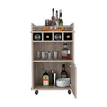Phoenix Bar Cart With 2 Open Shelves 4 Cubbies And Cabinet Freestanding 1 2 Spaces Beige Primary Living Space Shelves Included Modern Mdf Engineered Wood