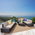 Santa Cruz Outdoor 8 Piece Sectional Set Yes Dark Brown Garden & Outdoor Sectional Seating Groups Pe Rattan Iron Waterproof Fabric