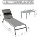 Outdoor Patio Chaise Lounge Set Of 3, Aluminum Pool Lounge Chairs With Side Table And Wheels, Textilene Padded Adjustable Recliner All Weather For Poolside, Beach, Yard, Balcony Gray Grey Aluminum