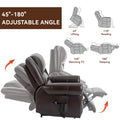 Power Lift Recliner Chair Heat Massage Dual Motor Infinite Position Up To 350 Lbs, Faux Leather, Heavy Duty Motion Mechanism With Usb Ports, Brown White Metal Primary Living Space Heavy Duty Pine Antique Brown Faux Leather Power Remote Medium Firm Pillow