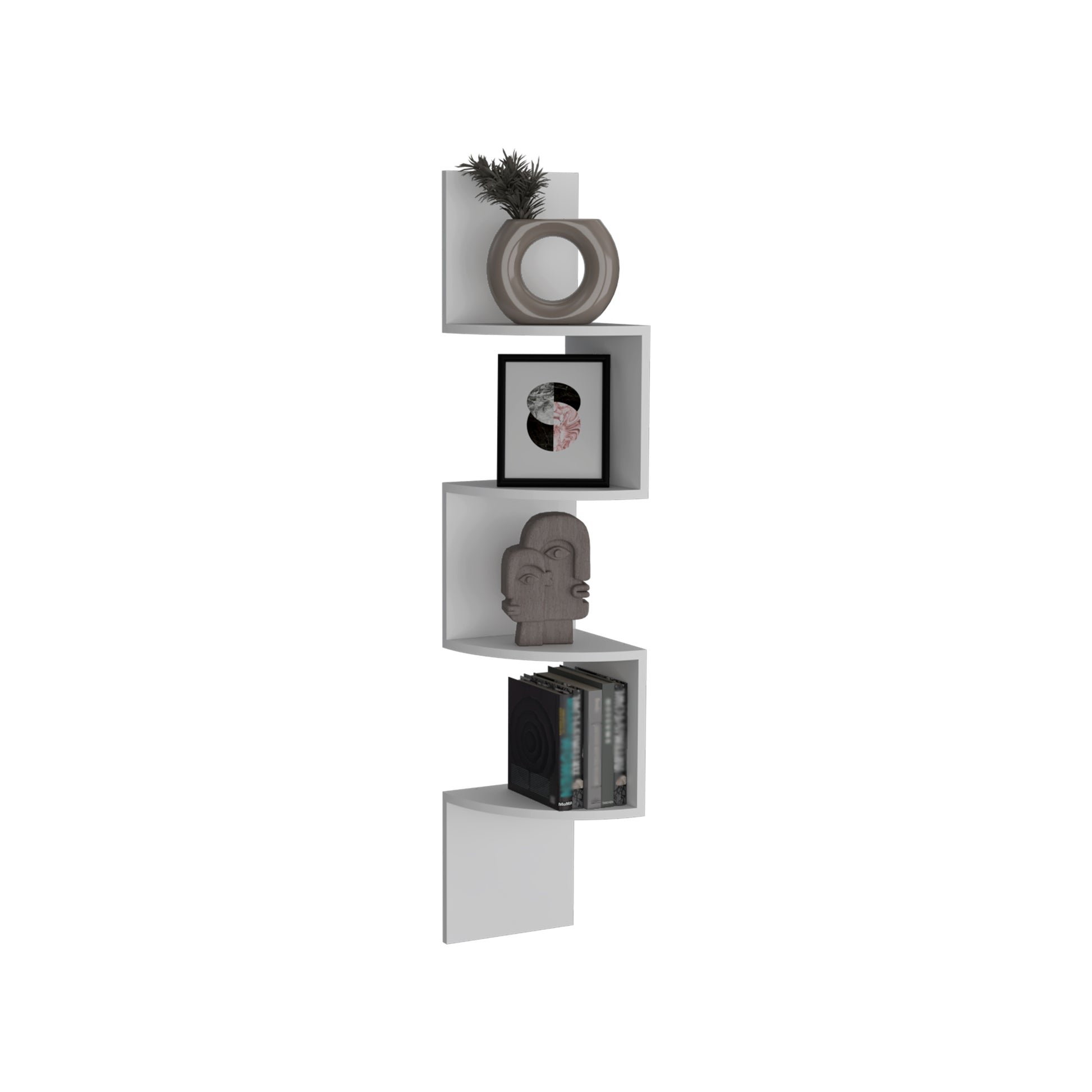 Rosset Corner Shelf, Modern Full Wall Design With Multiple Shelving White Kitchen Wall Mounted Modern Mdf Engineered Wood