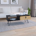 Huna Coffee Table With Hairpin Legs And Large Storage Drawer Multicolor Desk Top Primary Living Space Modern Manual Rectangular Shelves Coffee & End Tables Rectangular Mdf Engineered Wood