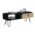 Huna Coffee Table With Hairpin Legs And Large Storage Drawer Multicolor Desk Top Primary Living Space Modern Manual Rectangular Shelves Coffee & End Tables Rectangular Mdf Engineered Wood