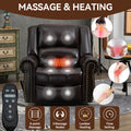 Power Lift Recliner Chair Heat Massage Dual Motor Infinite Position Up To 350 Lbs, Faux Leather, Heavy Duty Motion Mechanism With Usb Ports, Brown White Metal Primary Living Space Heavy Duty Pine Antique Brown Faux Leather Power Remote Medium Firm Pillow