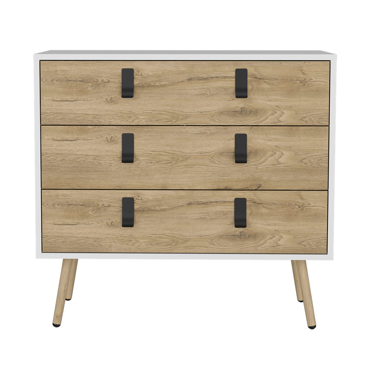Huna Dresser, Modern 3 Drawer Unit With Handles Multicolor Bedroom Modern Mdf Engineered Wood