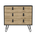 Huna Hairpin Legs Dresser With 3 Drawer Storage Multicolor Bedroom Modern Mdf Engineered Wood