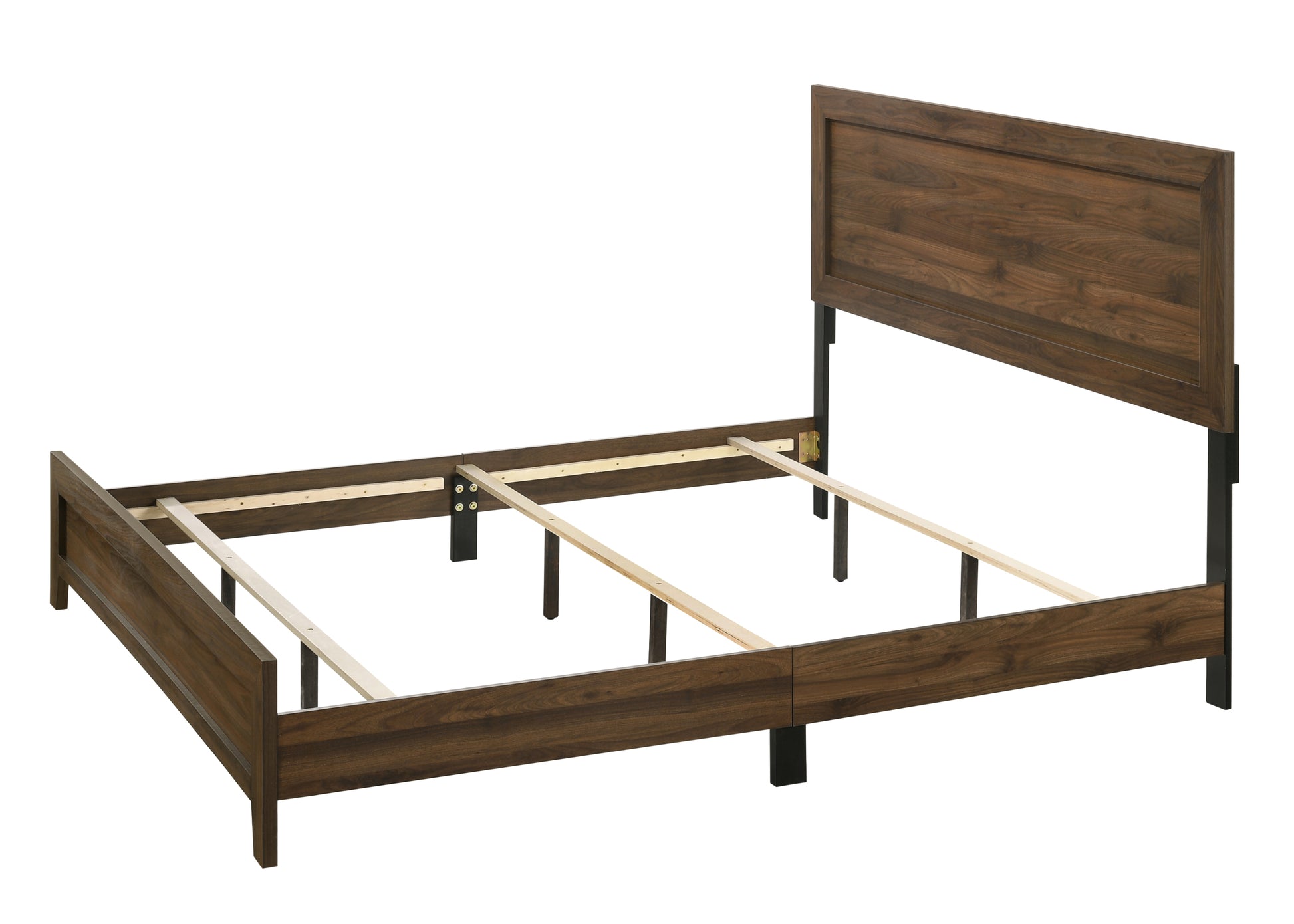 Brown Cherry Finish Fabric 1Pc Queen Size Panel Bed Beautiful Wooden Bedroom Furniture Contemporary Style Box Spring Required Queen Brown Bed Frame Wood