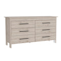 Hms 6 Drawer Double Dresser, Four Legs, Superior Top, Six Drawers Light Gray Gray Bedroom Modern Particle Board Particle Board