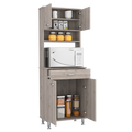 Bay Area Pantry, Two Door Cabinets, One Drawer, Four Adjustable Metal Legs Light Gray Kitchen Modern Particle Board Engineered Wood
