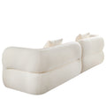 White Sectional Sofa, Durable Fabric, Solid Wood Frame, High Density Sponge Filler White Bathroom Medium Soft Fabric 3 Seat