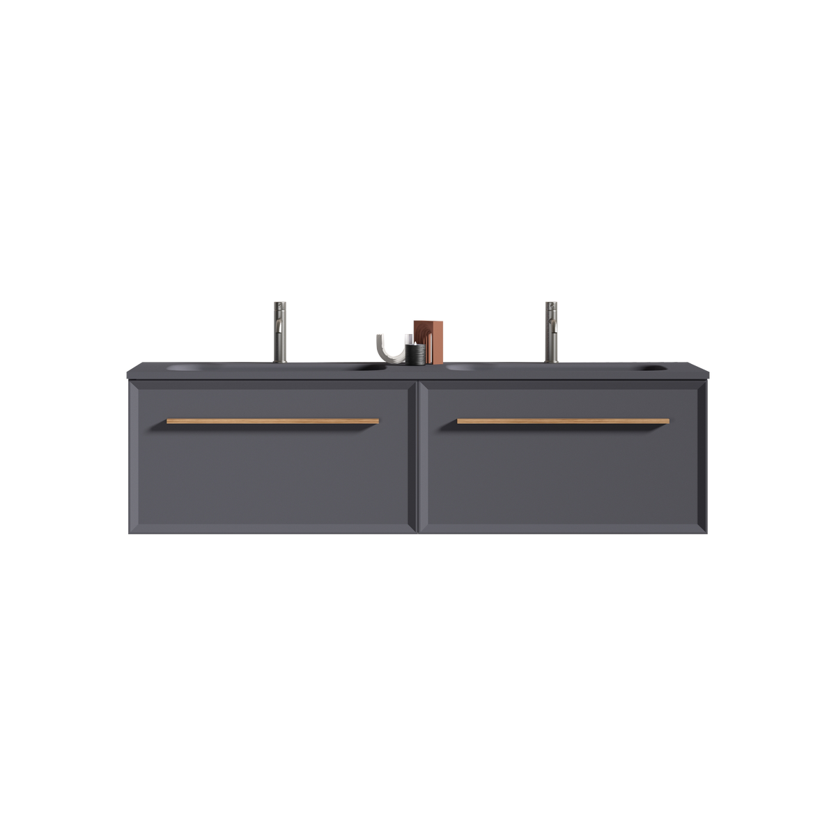 U054 Nevia60W 207 Nevia 60" Exclusive Gray Bathroom Vanity With Gray Solid Surface Sink, Wall Mounted Floating Bathroom Vanity For Modern Bathroom, One Piece Gray Basin Without Drain, Pre Assembled Gray Plywood
