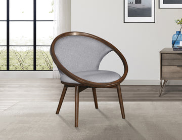 Mid Century Design Solid Rubberwood Unique Accent Chair 1Pc Gray Fabric Upholstered Modern Home Furniture Walnut Finish Frame Gray Primary Living Space Mid Century Modern Solid Wood