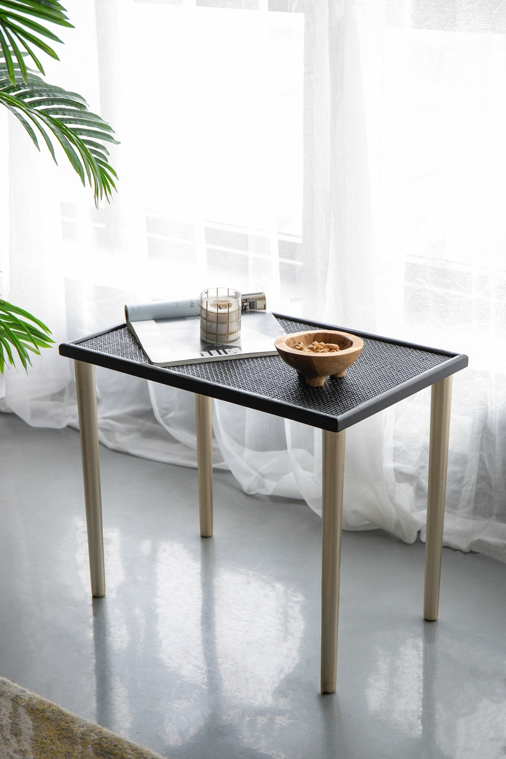 Set Of 3 Side Tables, L:25X15.5X21" M:20X15X18.5" S:14X14X16.5" Black Gold Primary Living Space Boho,Casual,Minimalist Solid Wood Mdf