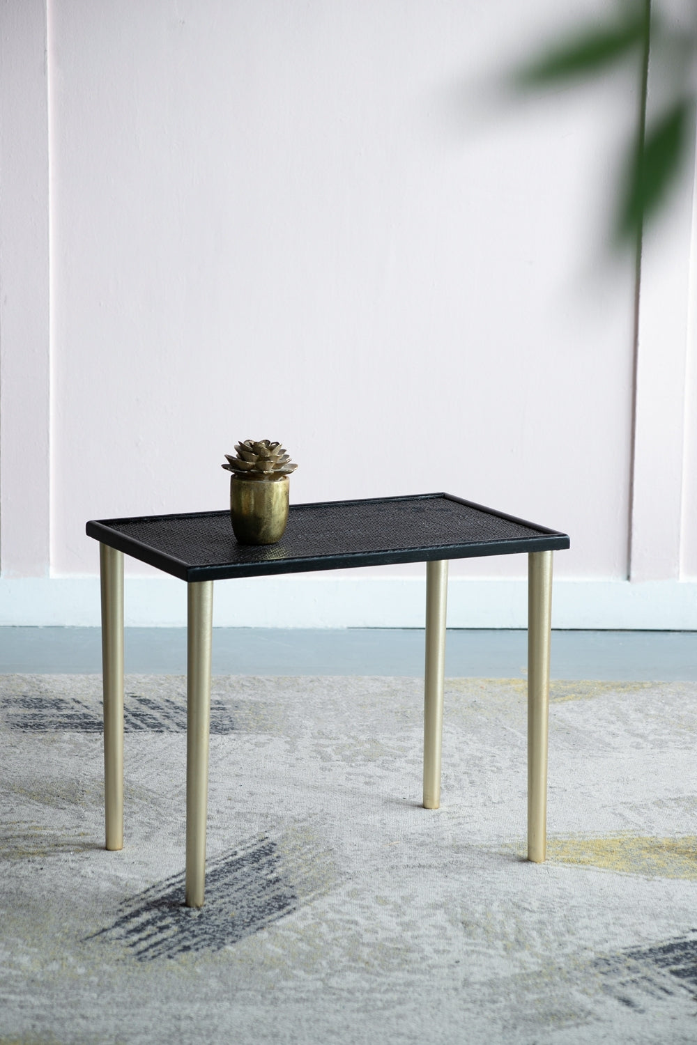 Set Of 3 Side Tables, L:25X15.5X21" M:20X15X18.5" S:14X14X16.5" Black Gold Primary Living Space Boho,Casual,Minimalist Solid Wood Mdf