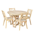 Mid Century 5 Piece Extendable Round Dining Table Set With 15.7