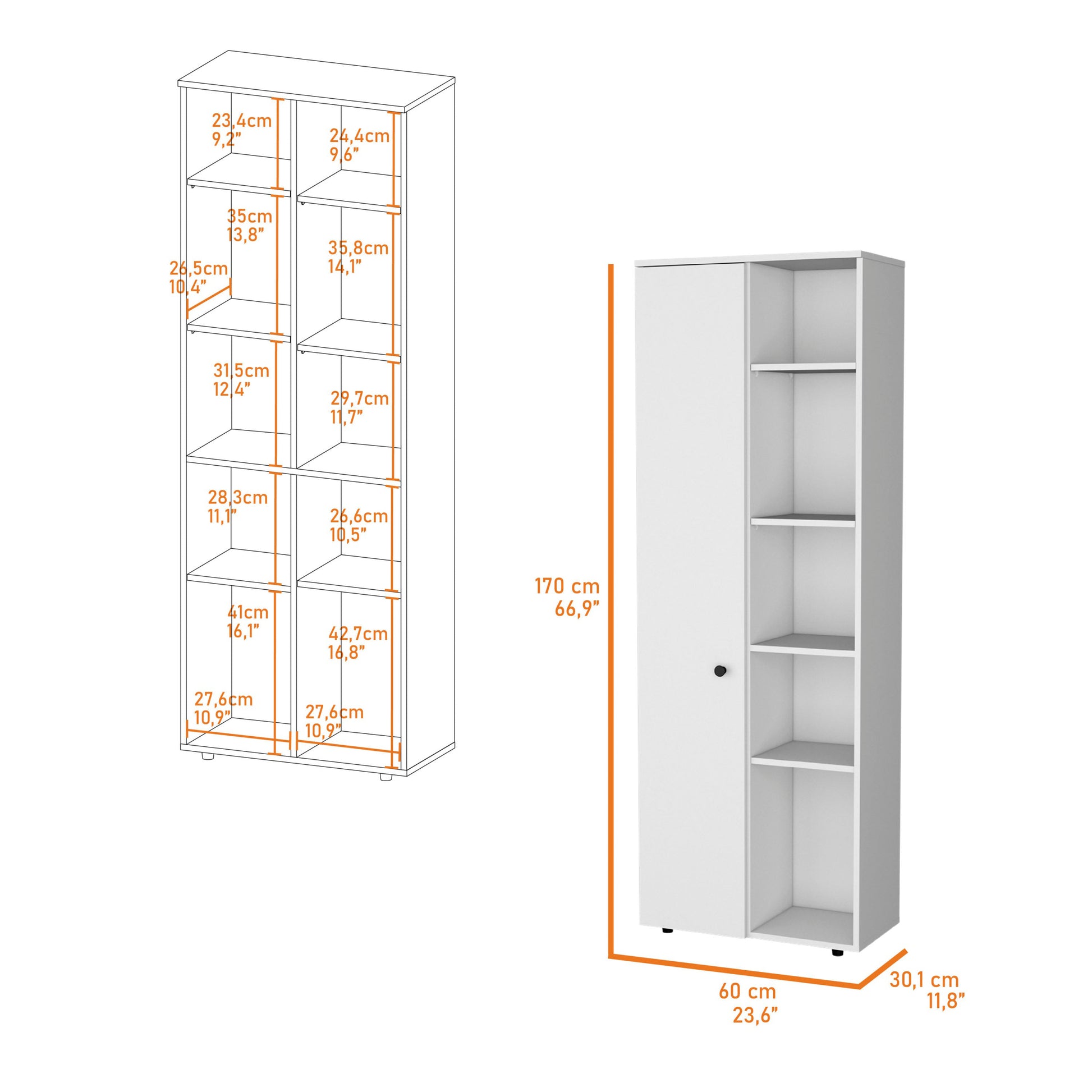 White 1 Door Multistorage Kitchen Pantry White White Kitchen Shelves Included Wood