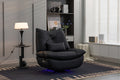 270 Swivel Glider Recliner Chair, Power Recliner Rocking Chair, Usb Port Charge For Nursery Chair With Atmosphere Lamp For Living Room Bedroom Apartment Black Faux Leather