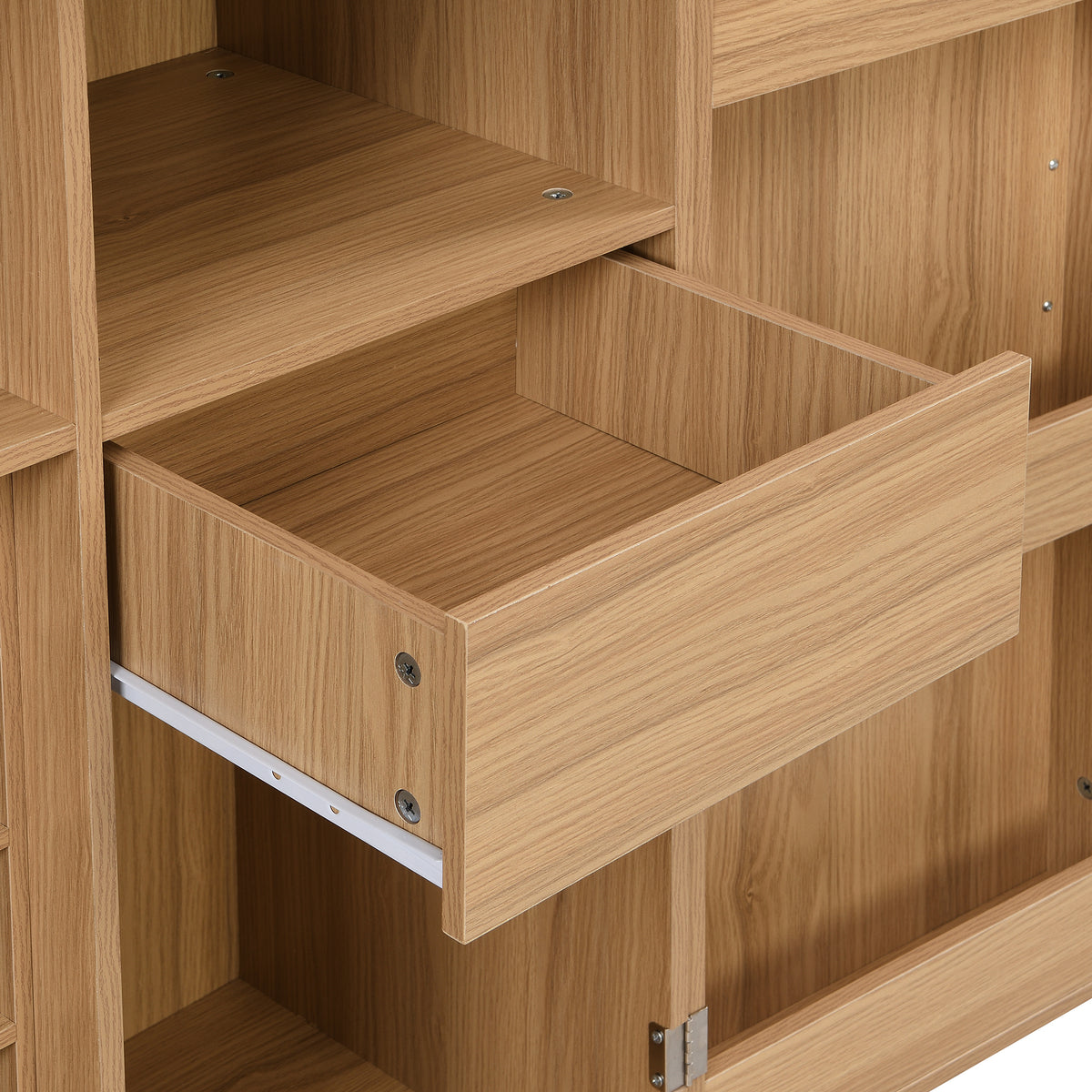 42.5" Modern Home Bar Cabinet Carved Wine Cabinet With Storage Natural Dining Room Contemporary Mdf