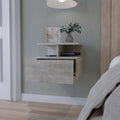 Concrete Gray 2 Tier Shelf Floating Nightstand Gray Gray 1 Drawer Bedroom Floating Shelf Wood