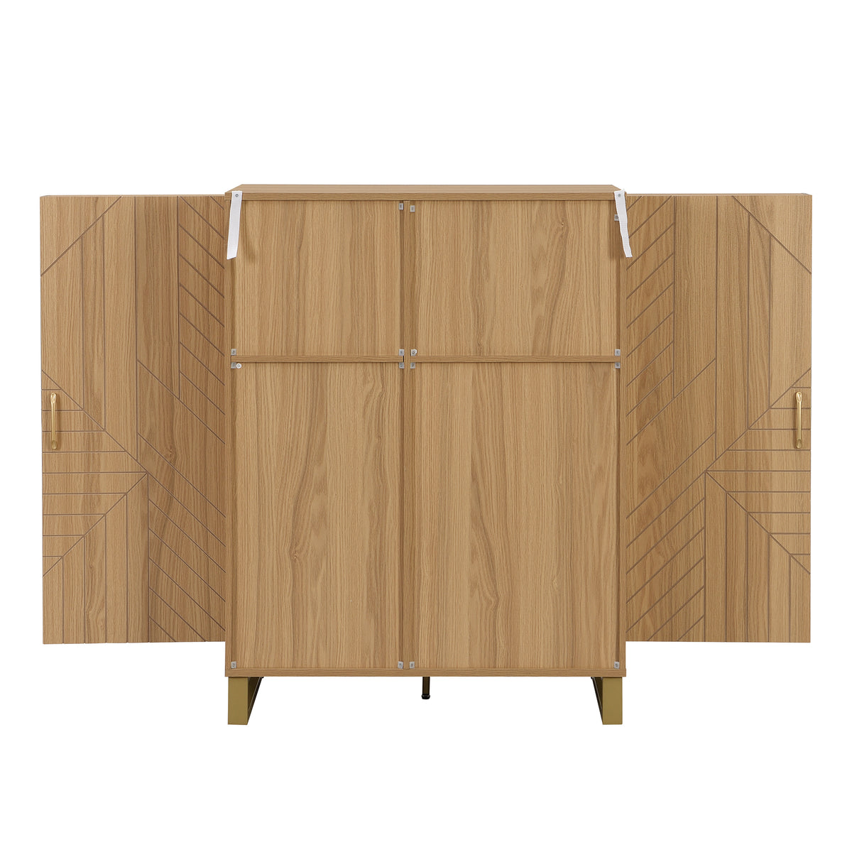 42.5" Modern Home Bar Cabinet Carved Wine Cabinet With Storage Natural Dining Room Contemporary Mdf