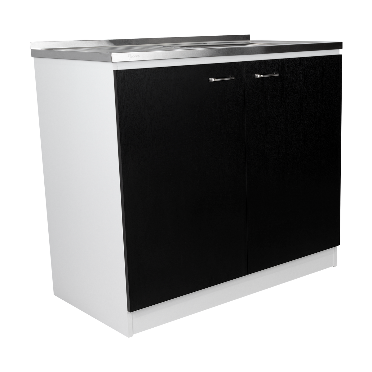 Napoles Utility Sink With Cabinet, Double Door, One Shelf White Black Multi Kitchen Modern Particle Board Particle Board
