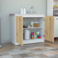 Napoles Utility Sink With Cabinet, One Shelf, Double Door Cabinet White Light Oak Freestanding Multicolor Kitchen Shelves Included Modern Particle Board Particle Board