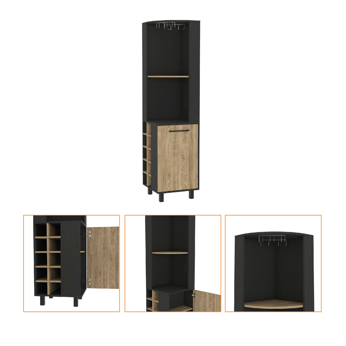 Leah Corner Bar Cabinet 5 Or More Spaces Multicolor Primary Living Space Modern Particle Board Engineered Wood