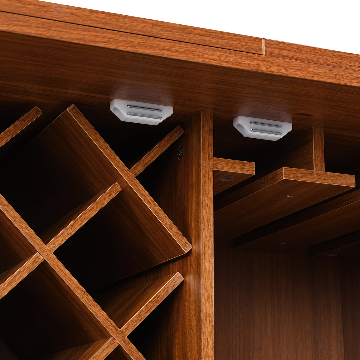 41.9" Home Bar Cabinet, Industrial Walnut Rattan Door Fold Out Bar Cabinet With Storage Bar Table Walnut Dining Room Modern Mdf