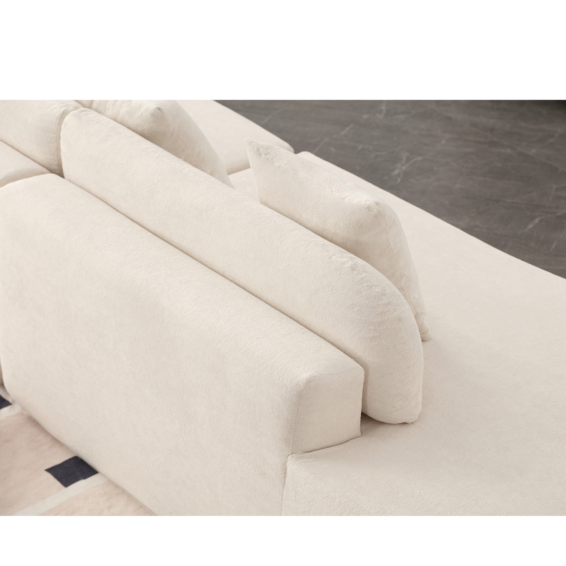 Arrived Modern Curved Combination Sofa, Terrycloth Fabric Sofa, Minimalist Sofa In Living Room, Apartment, No Assembly Required, Three Pillows,Beige Beige Primary Living Space Medium Soft Polyester 4 Seat