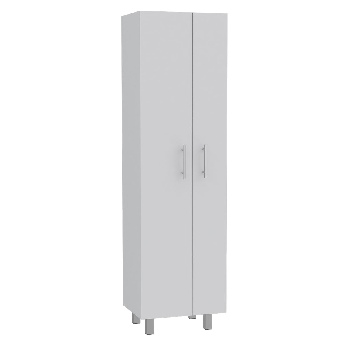 Nala Cleaning Cabinet, Double Door Cabinet, Four Legs, Five Shelves White Freestanding White Kitchen Shelves Included Modern Particle Board Particle Board