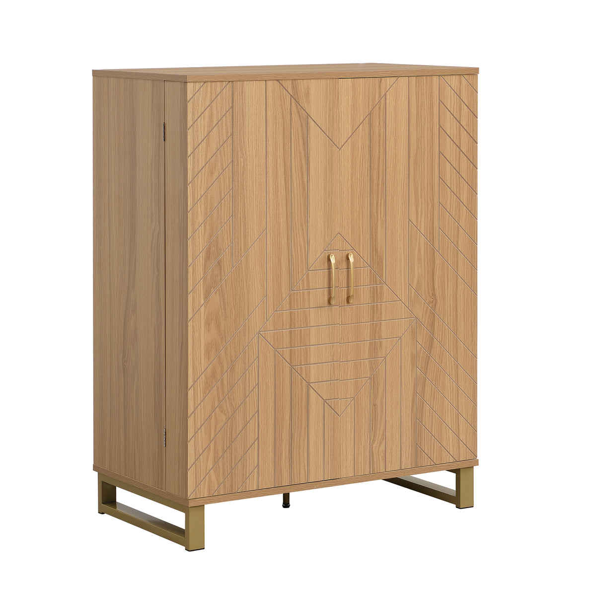 42.5" Modern Home Bar Cabinet Carved Wine Cabinet With Storage Natural Dining Room Contemporary Mdf