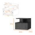 Smokey Oak 2 Tier Shelf Floating Nightstand Gray 1 Drawer Bedroom Floating Shelf Wood