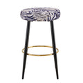 Counter Height Bar Stools Set Of 2, Pu Kitchen Stools Upholstered Dining Chair Stools 24 Inches Height With Golden Footrest For Kitchen Island Coffee Shop Bar Home Balcony Silver Leaves Velvet Cushion Alloy Steel Black And Silver Kitchen Foam Dry Clean