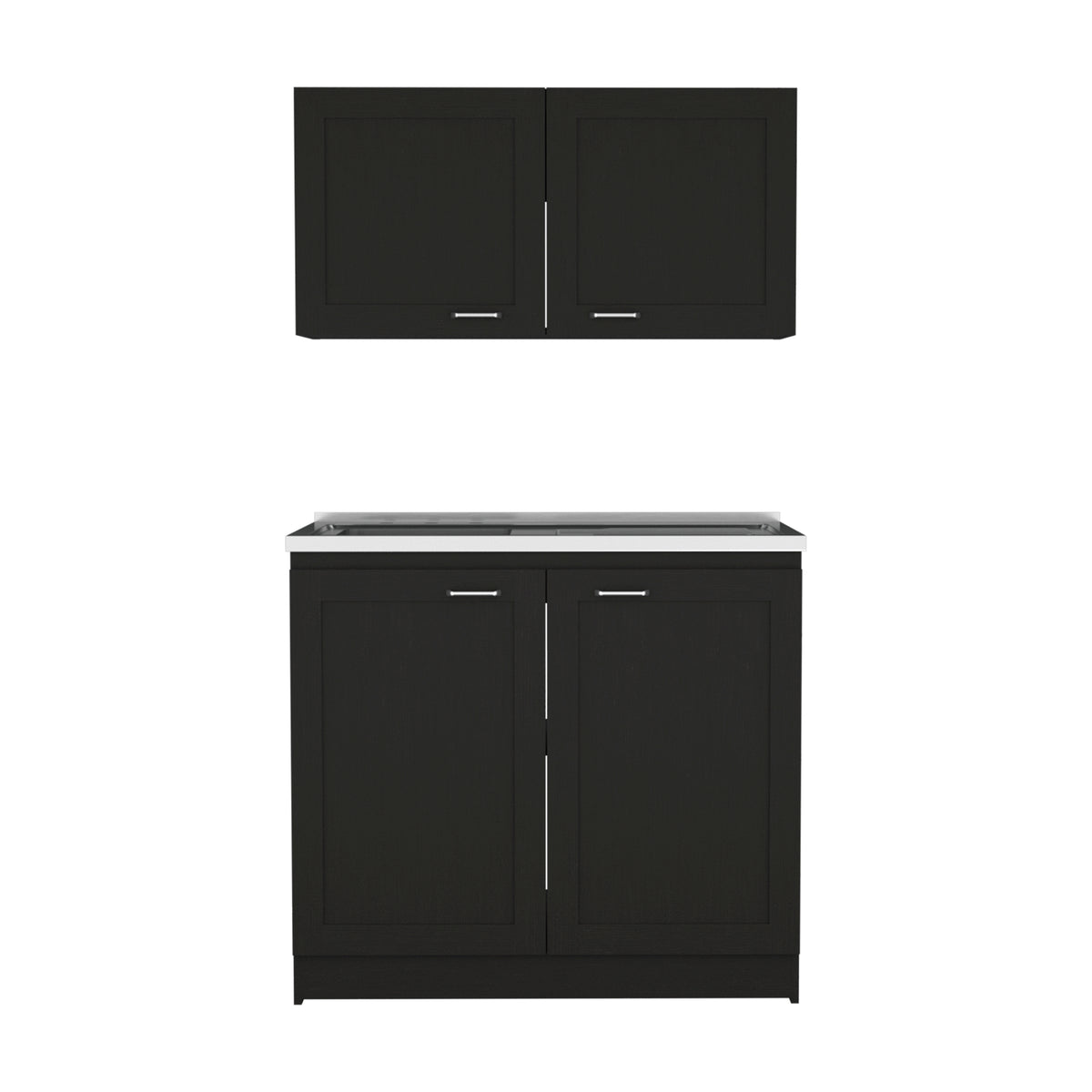 Zurich Cabinet Set, Two Shelves Black Black Particle Board