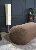 Jasper Traditional 8 Foot Cylindrical Suede Bean Bag, Brown Brown Microfiber