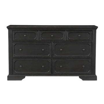 Charcoal Finish Traditional Dresser Of 7 Storage Drawers Wooden Bedroom Furniture 1Pc Rustic Style Charcoal Bedroom Rustic,Traditional Wood