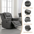 360 Swivel And Rocking Home Theater Recliner Manual Recliner Chair With Wide Armrest For Living Room,Bedroom, Grey Grey Foam Pu
