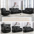 Home Theater Recliner Set Manual Recliner Chair With Wide Armrest, Two Built In Cup Holders For Living Room,Bedroom, Black Old Sku:Sg000760Aab Black Foam Pu Leather