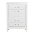 White Metallic Finish Glam Style Storage Chest Of 5 Drawers Wooden 1Pc Modern Bedroom Furniture Acrylic Hardware White Bedroom Glam,Modern Wood