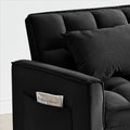 Sofa Bed Chair 3 In 1 Convertible, Recliner, Single Recliner, Suitable For Small Spaces With Adjustable Back Black Black Light Brown Velvet Wood Primary Living Space Loose Back Modern,Traditional Eucalyptus Rolled Arms Solid Wood Mdf Resin Metal & Wood 1