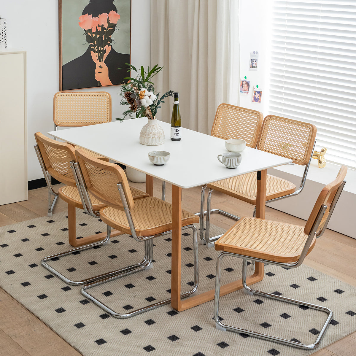 Dining Chairs Set Of 2, Velvet Rattan Side Accent Chairs With Chrome Legs, Modern Mid Century Breuer Designed Chairs, Upholstered Dining Living Room Kitchen Chairs Burly Wood Wood Stainless Steel