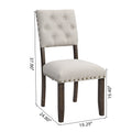 Modern Tufted Back Upholstered Fabric Dining Chair Set Of 2, Trim Chairs, Beige Colour Beige Brown Espresso Dining Room Foam Wipe Clean American Traditional Dining Chairs Tufted Back Set Of 2 Foam Wood Fabric