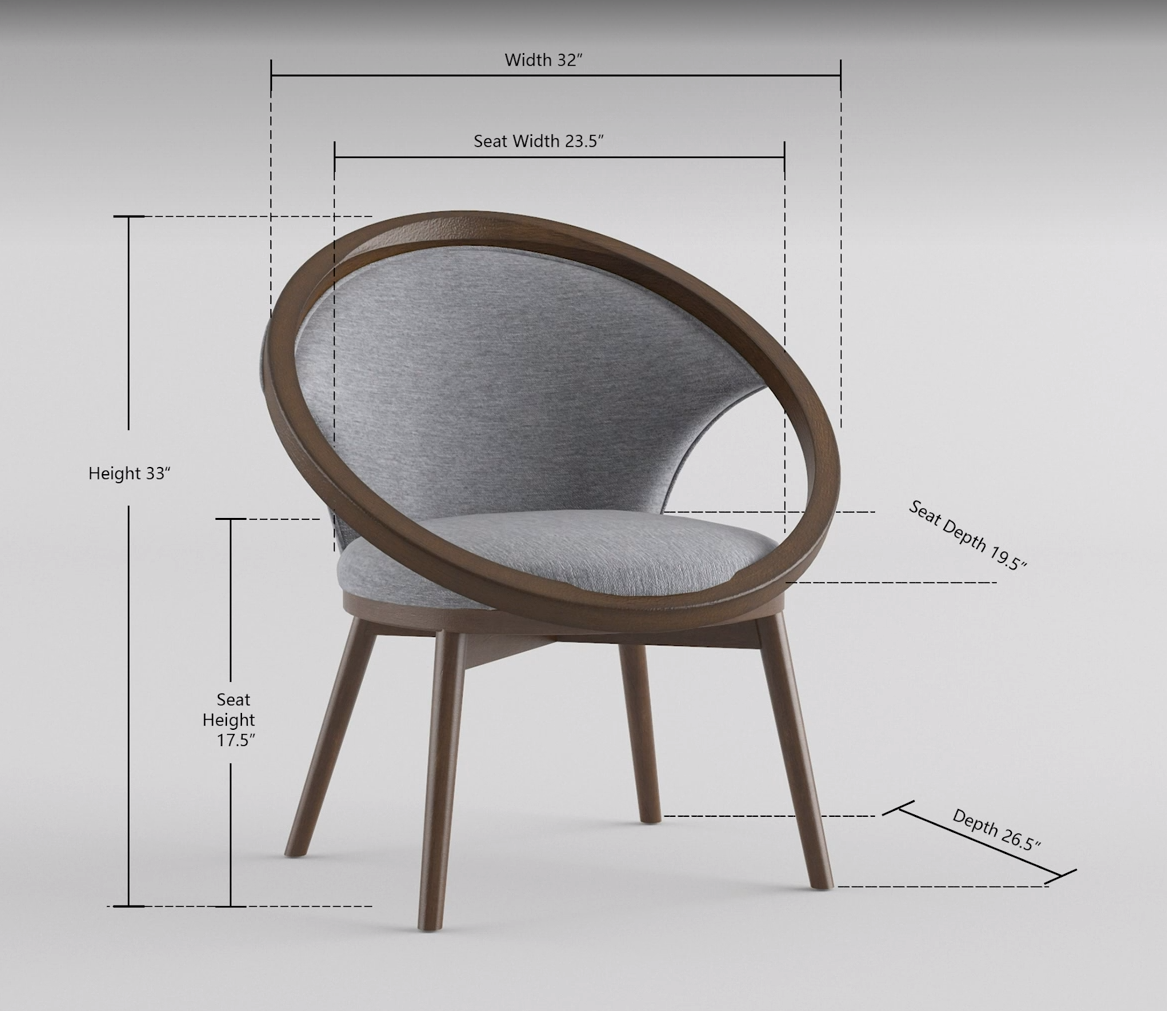 Mid Century Design Solid Rubberwood Unique Accent Chair 1Pc Gray Fabric Upholstered Modern Home Furniture Walnut Finish Frame Gray Primary Living Space Mid Century Modern Solid Wood