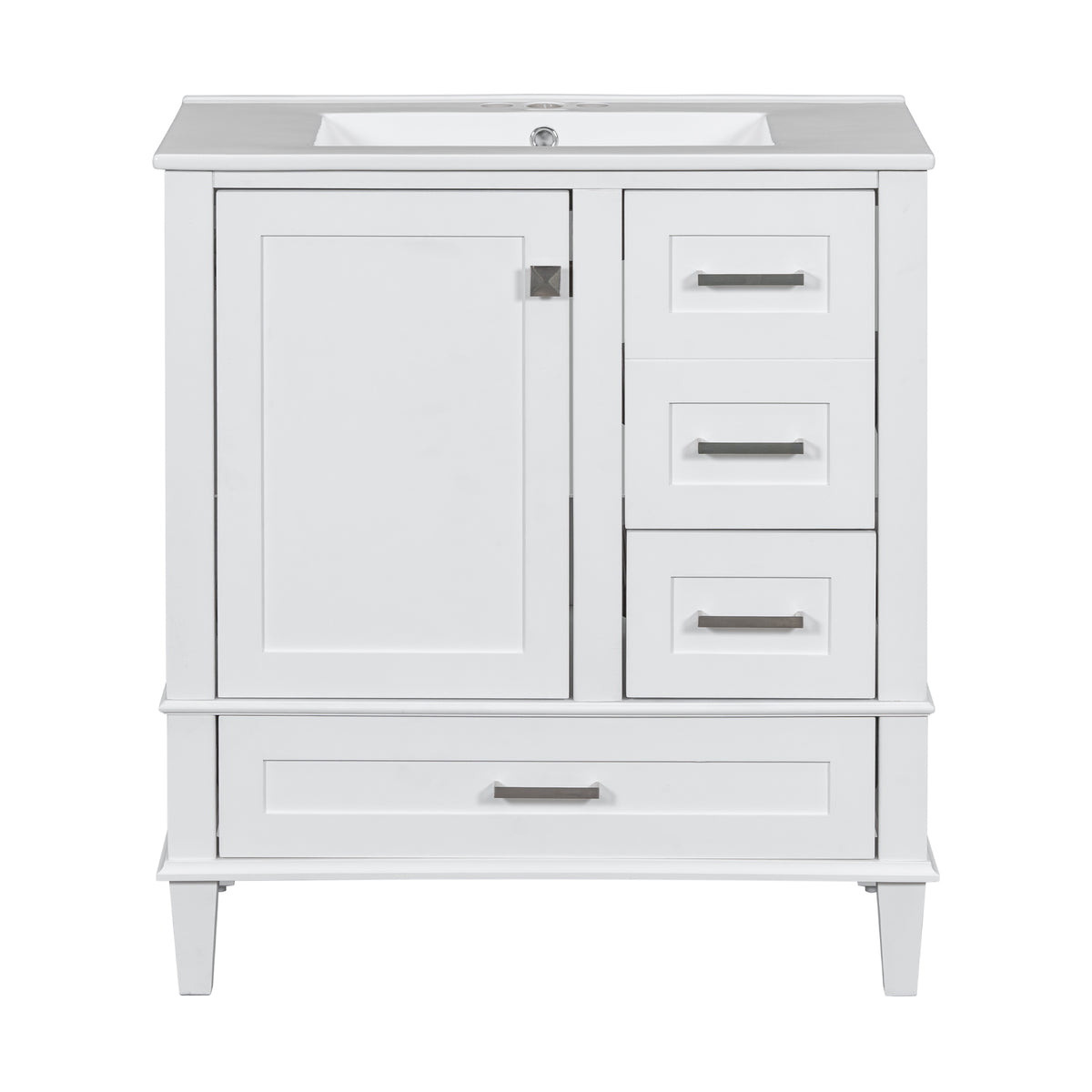 30" Bathroom Vanitymodern Bathroom Cabinet With Sink Combo Set, Bathroom Storage Cabinet With A Soft Closing Door And 3 Drawers, Solid Wood Frame White White Bathroom Solid Wood Mdf
