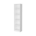 White 5 Shelf Slim Bookcase 5 White White Standard Horizontal Primary Living Space Closed Back Wood Wood