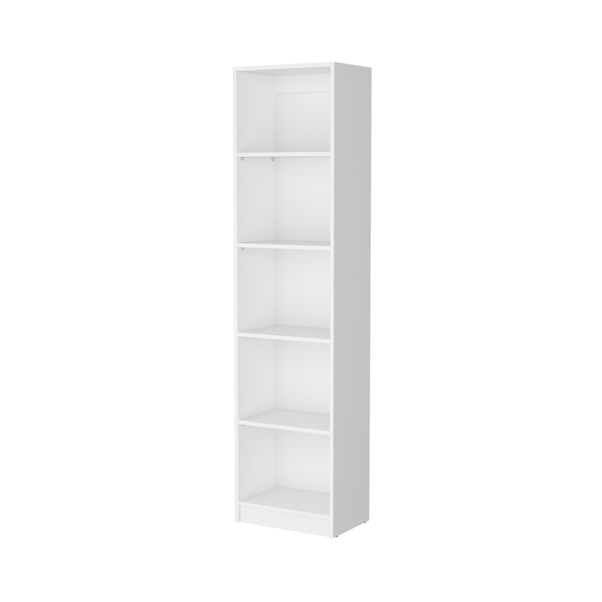 White 5 Shelf Slim Bookcase 5 White White Standard Horizontal Primary Living Space Closed Back Wood Wood