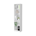 White 5 Shelf Slim Bookcase 5 White White Standard Horizontal Primary Living Space Closed Back Wood Wood