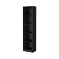Zachary Black 5 Shelf Slim Bookcase 5 Black Standard Horizontal Primary Living Space Closed Back Wood Wood